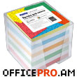 Memo cube with plastic box, 90mm x 90mm, 450 separate pages, white., colorful.