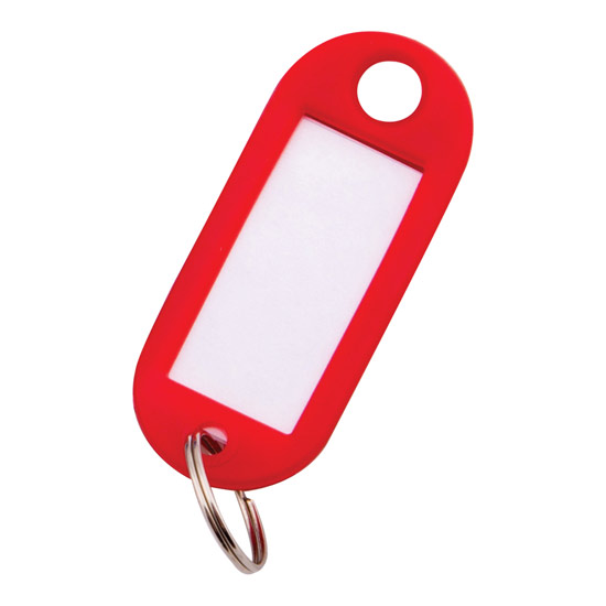 Брелок для ключей с кольцом для ключа и местом для надписи, красный.