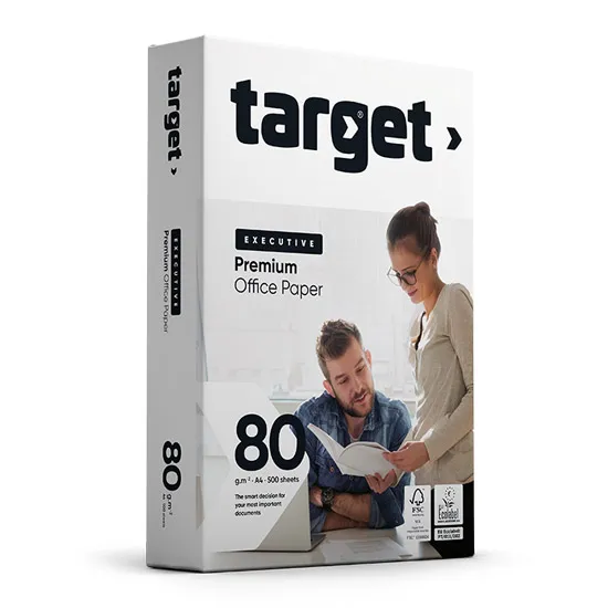 Թուղթ A4, 80գր, տպիչների համար, 500 էջ, Target Executive, A+ դասի, սպիտակությունը CIE 172, առավել հարթ մակերեսով
