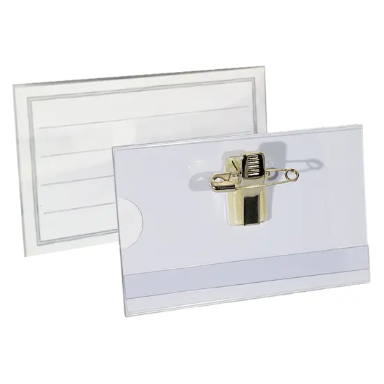 Badge with clip. Dimensions 90 * 60 mm