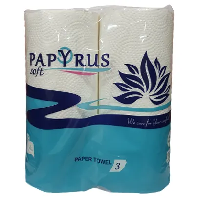 Kitchen towel 2 rolls, 3 ply, 90 sheets, 23 * 12.5 cm sheet size, 11.25 m per roll.