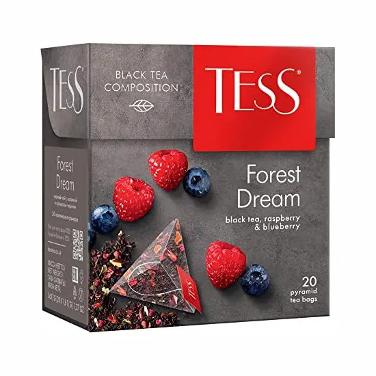 Tess Tea in pyramid bags. 20 bags per pack