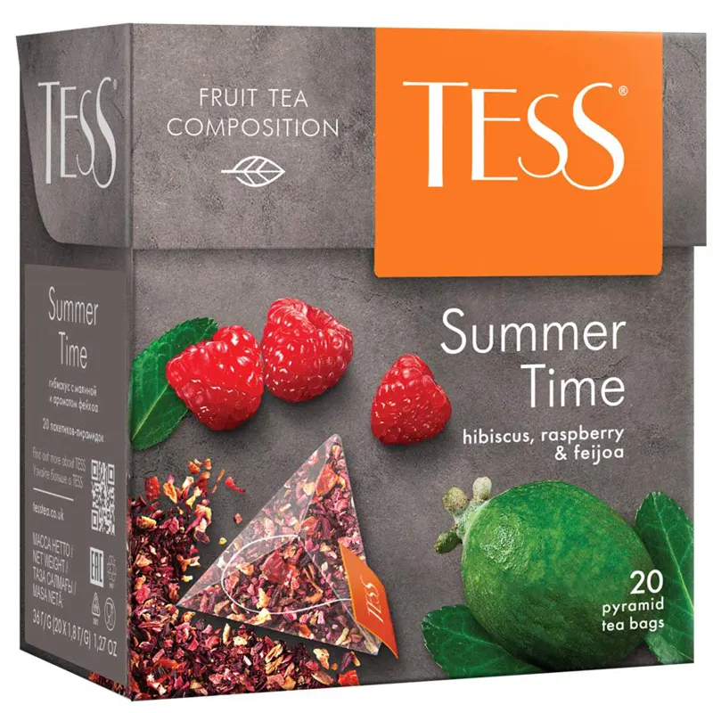 Tess Tea in pyramid bags. 20 bags per pack