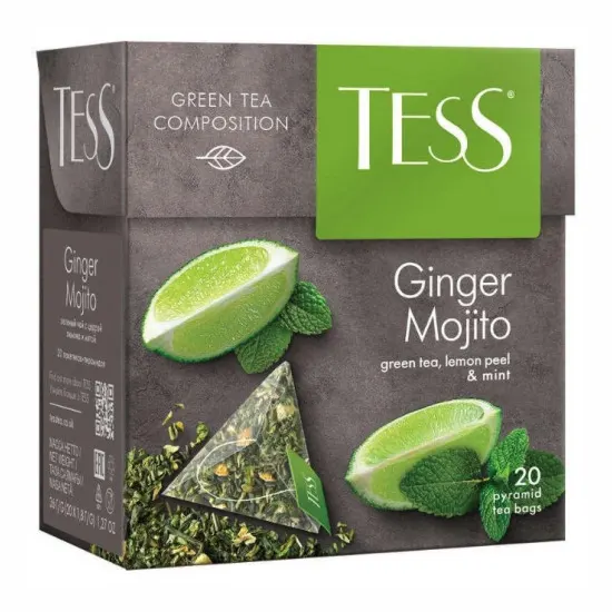 Tess Tea in pyramid bags. 20 bags per pack