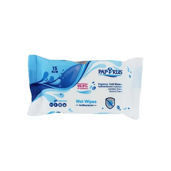 Wet wipes Papyrus antibacterial, 15 pcs.