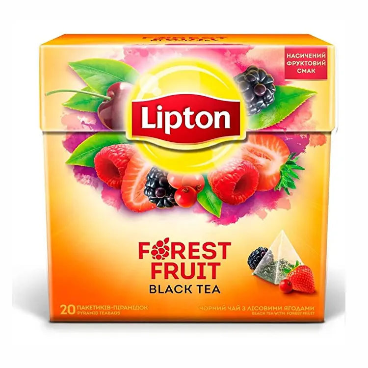 Lipton, fruit tea in pyramid bags. 20 bags per box