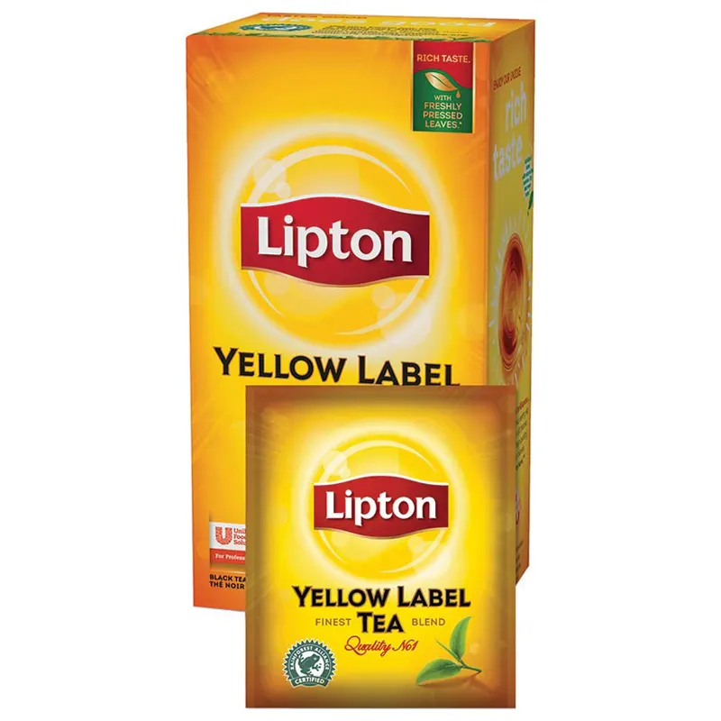 Lipton in tea bags. 25 bags per box