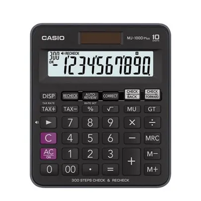 Desktop calculator MJ 100D, 10 digits, middle size, dual power (12 cm*14 cm)