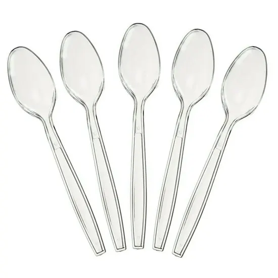 Table spoon disposable, transparent plastic, 6 pieces