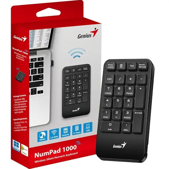 Клавиатур цифровая беспроводная Genius NumPad 1000 Black 