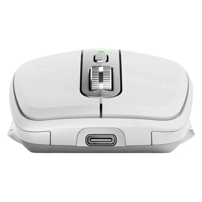 Logitech Mouse, wireless, 4000 dpi, rechargable through USB-C port MX Anywhere 3S Pale Grey. Connects via Bluetooth or Logi Bolt USB receiver (L910-006930)