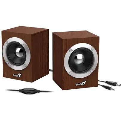 Колонки Genius SP-HF280, дерево, раземер 140х102х120 мм. Мощьность 2*1,5W. Подключение кабельное - USB
