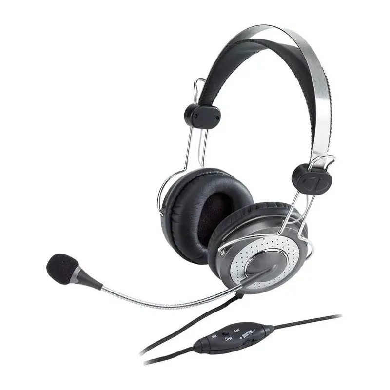 Наушник с микрофоном, регулятором громкости, Genius HS-04SU, длина шнура 1,8м. Соеденяется с системным блоком одним 3,5мм-им кабелем