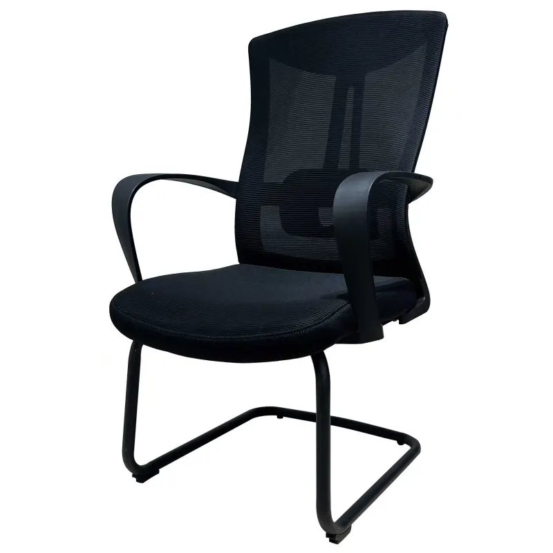 Office chair with metal legs and plastic wings. The seat and backrest made of high-quality mesh fabric