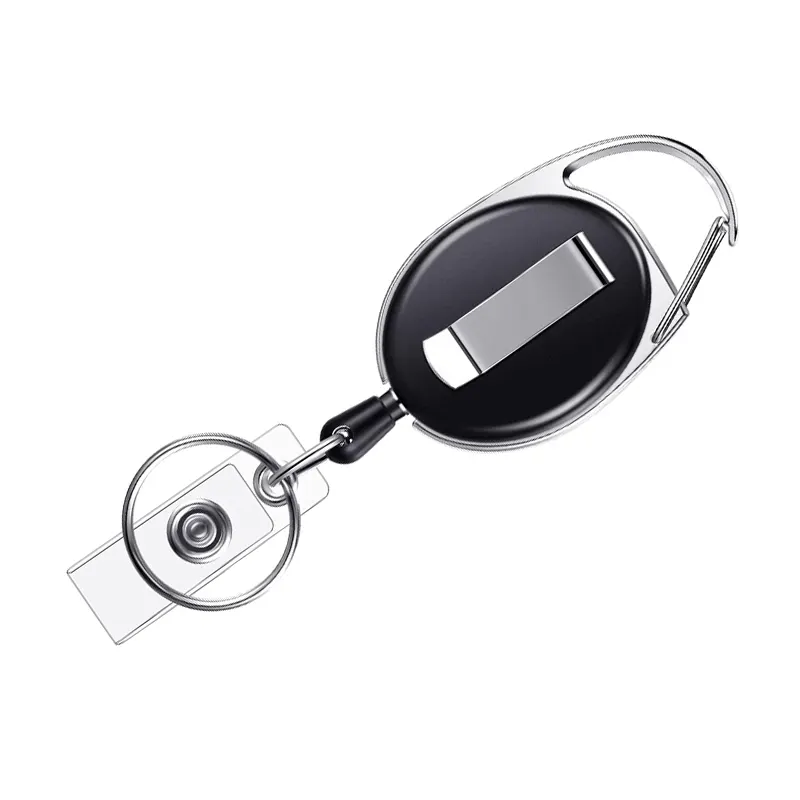 Badge extension with a fastening place to clothes and to a badge. Extension length 80 cm