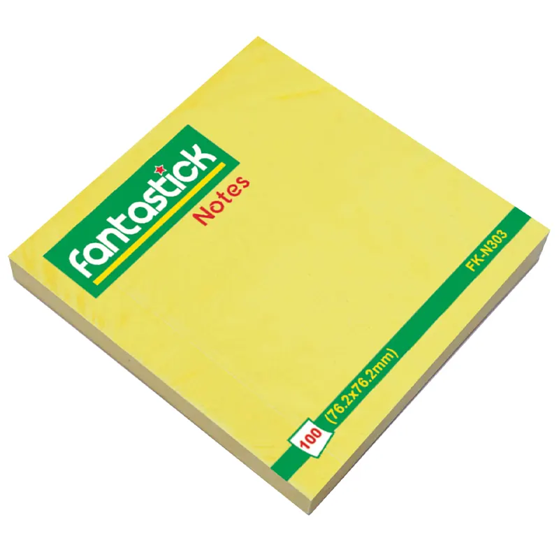 Թերթիկներ նշումների համար, կպչուն, 76 x 76մմ, 100 թերթ, դեղին գույնի