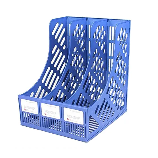 Ամսագրերի դարակաշար, 3 բաժին,  յուրաքանչյուրը 8 սմ: A4 չափի թղթերի համար, կապույտ։