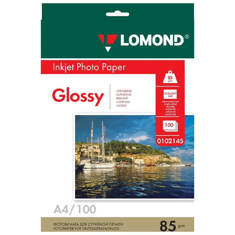 Ֆոտոթուղթ Փայլուն, A4 ֆորմատ, 85 գր, 100 թերթ, Lomond 0102145