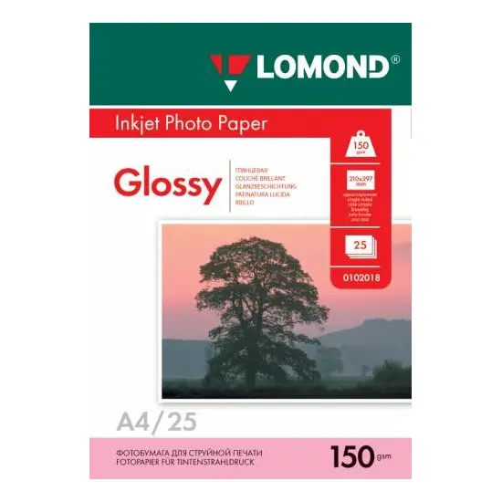 Ֆոտոթուղթ Փայլուն, A4 ֆորմատ, 150 գր, 25 թերթ, Lomond 0102043