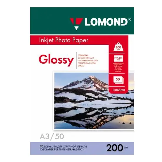 Photo paper, Glossy, A3 format, 200 gr., 50 sheets, Lomond 0102024