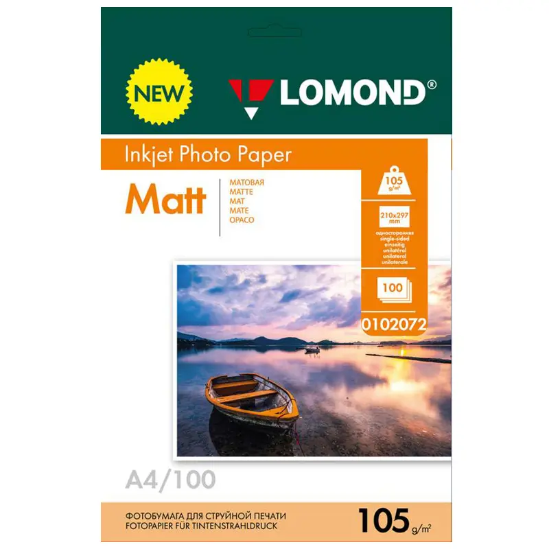 Photo paper, Matt, A4 format, 105 gr., 100 sheets, Lomond 0102072