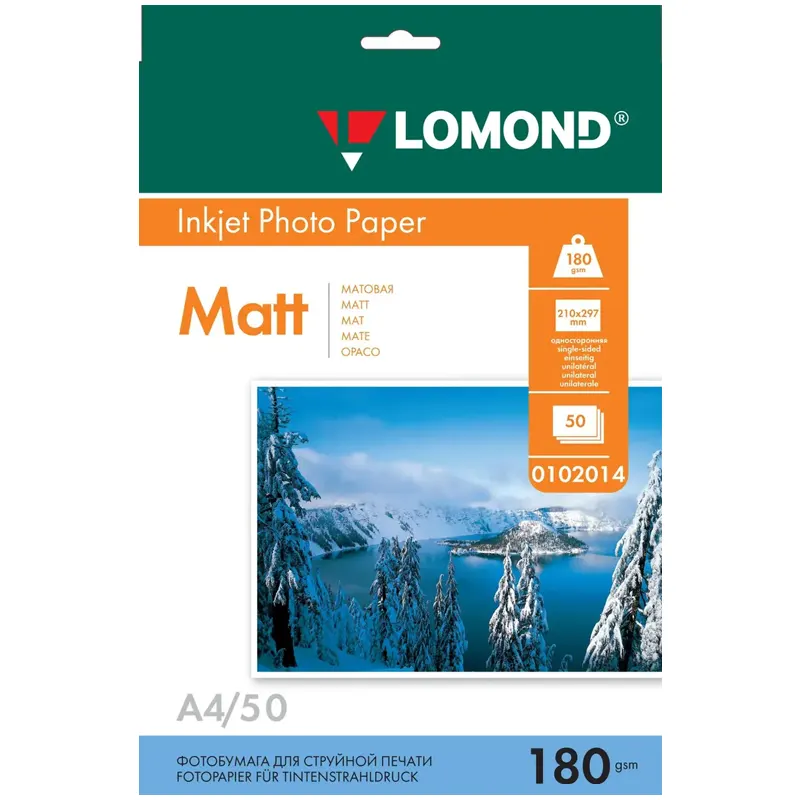 Photo paper, Matt, A4 format, 180 gr., 50 sheets, Lomond 0102014