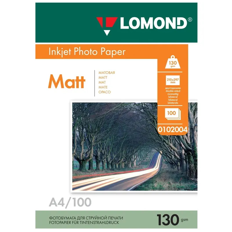 Photo paper, Matt, double sided, A4 format, 130 gr., 100 sheets, Lomond 0102004