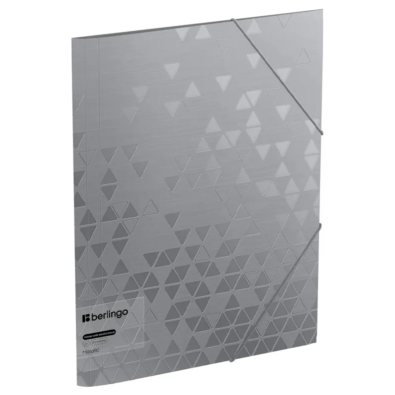Action case with elastic bands, "Metallic" A4, 600µm, colour - metallic silver