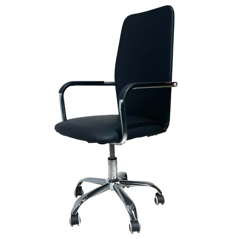 Office chair with adjustable mechanism. Metal legs and wings. The seat and backrest made of high-quality leather substitute.