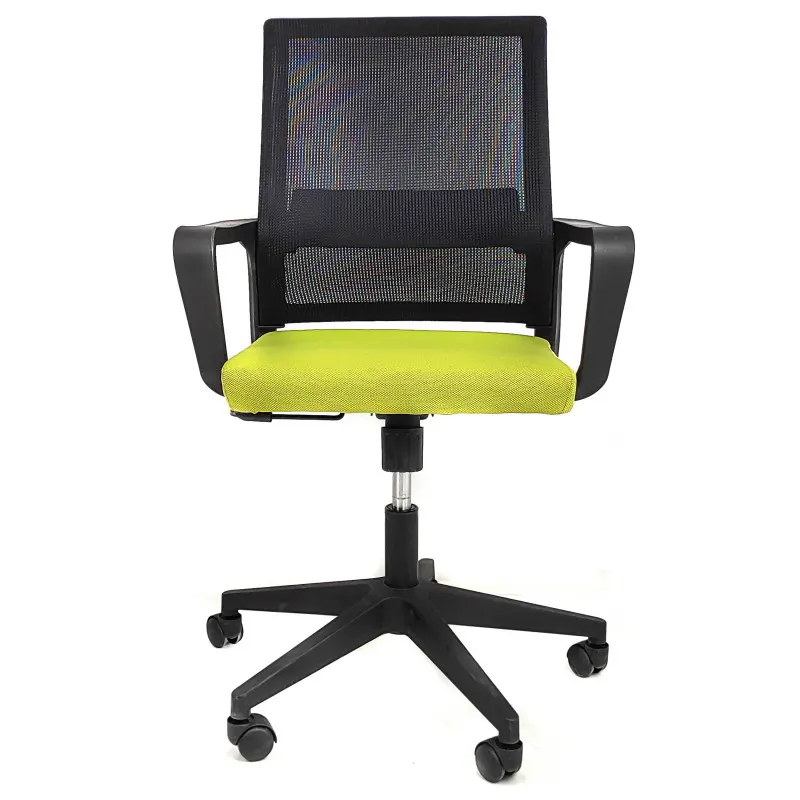 Office chair, rising, falling, adjustable mechanism. Legs - plastic, wings - plastic. The seat and back are made of mesh fabric
