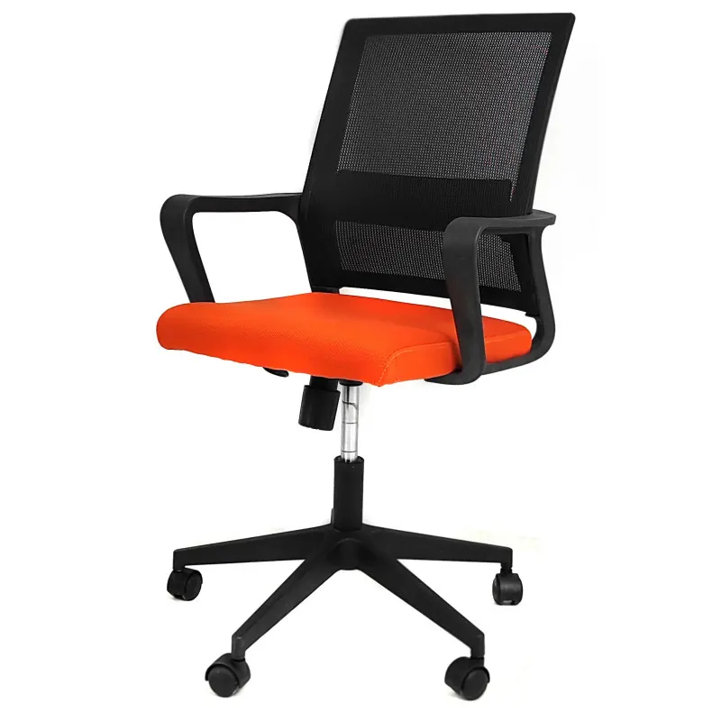 Office chair, rising, falling, adjustable mechanism. Legs - plastic, wings - plastic. The seat and back are made of mesh fabric