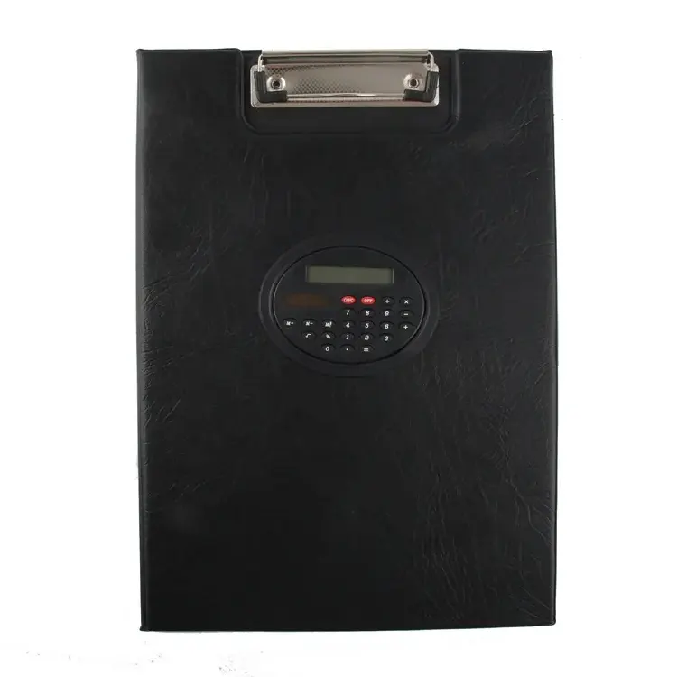 Clipboard A4, with a calculator, upside clip, with cover, black