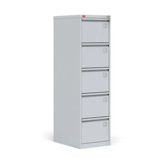 Metal filing cabinet for storing documents, hanging files (А4 & foolscape). 5 drawers, 1 central lock, size 1645*465*630, weight 68kg. Permissible load per drawer up to 30kg. Preorder, 30 days delivery.