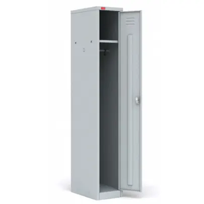 Single-section metal wardrobe ShRM-11-300, 1 crossbar, 2 hooks, 1 mortise lock. 1860*300*500 (H*W*D), Weight 20 kg. Preorder, 3 days delivery.