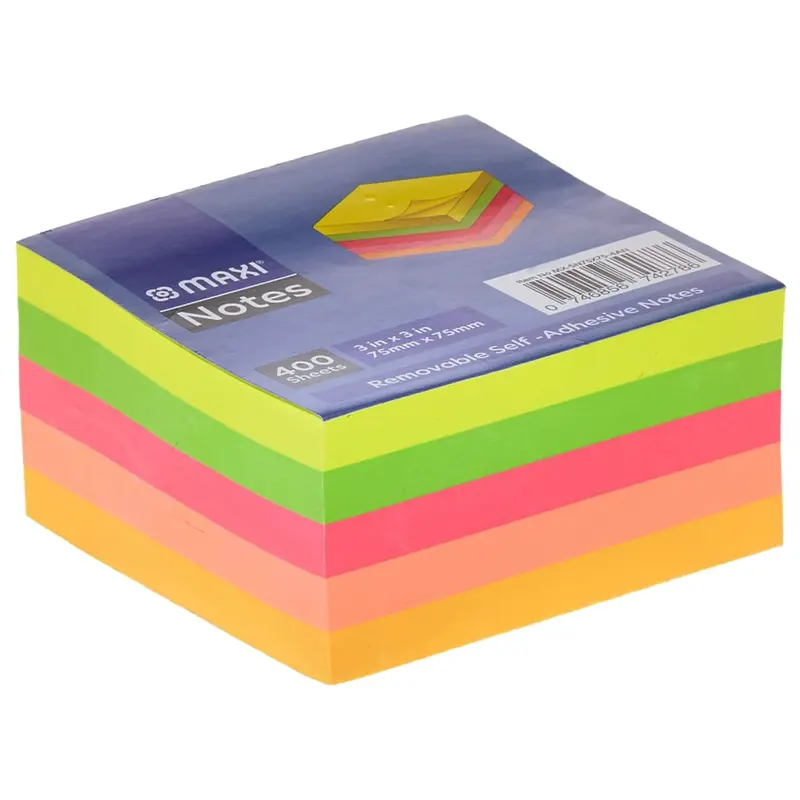 Sticky Notes, 76mm x 76mm, 400 pages, 5 neon colors