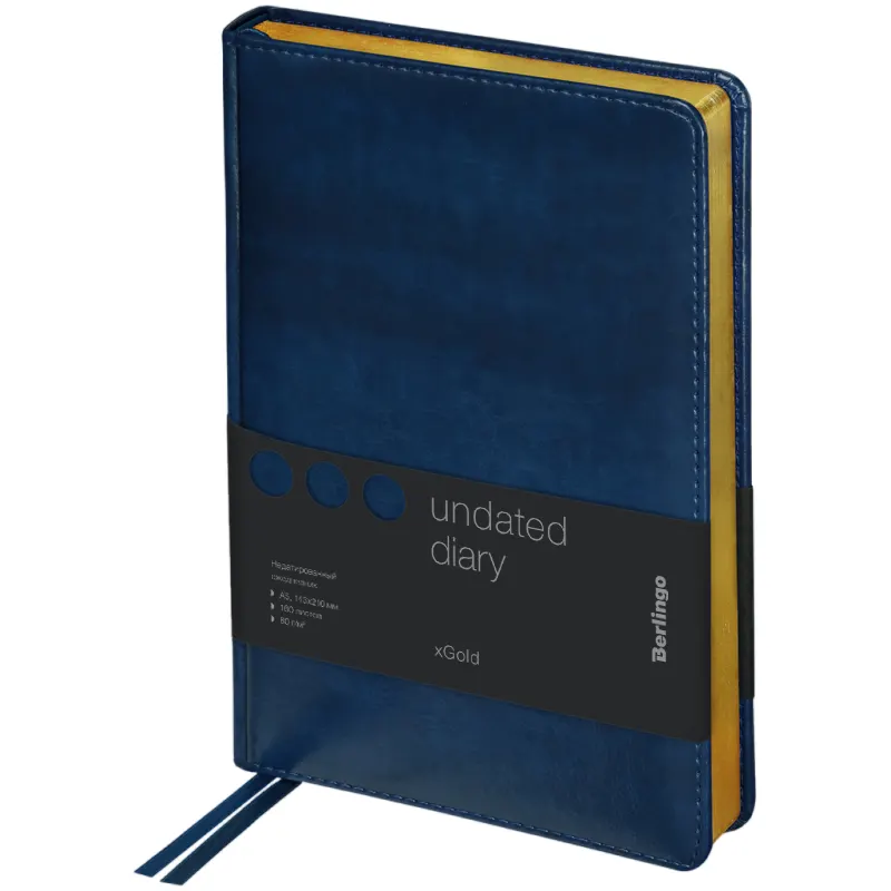 Diary undated  A5,  paper 70 gsm "xGold". Gold colored edges, 136 sheets