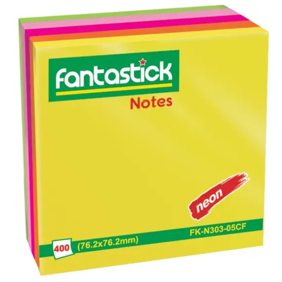 Sticky Notes, 76mm x 76mm, 400 pages, 5 neon colors