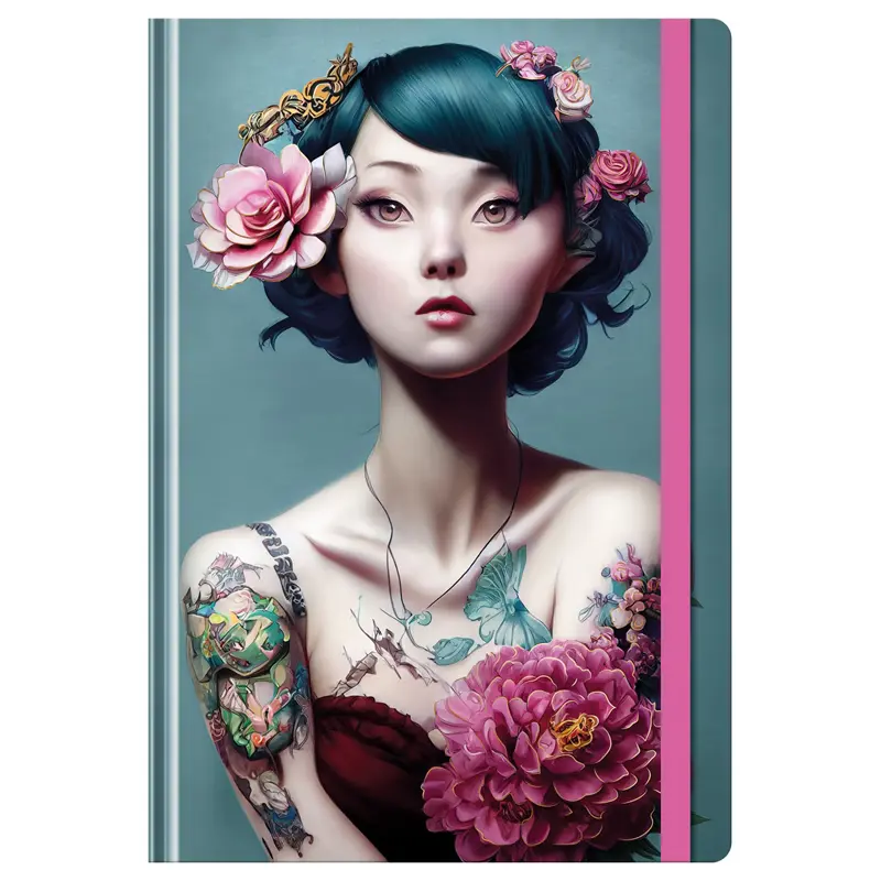 Diary undated A5, 128 pages, "Beautiful Girl", matte lamination, hard cover, with rubber band