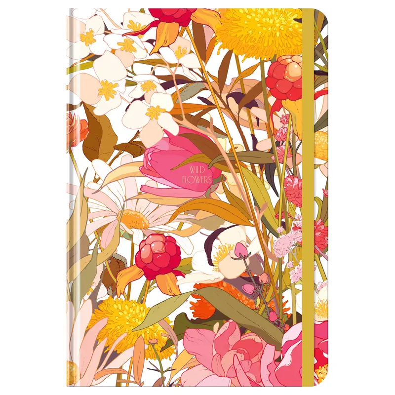 Diary undated A5, 128 sheets, "World of Flowers", matte lamination, hard cover, with rubber band