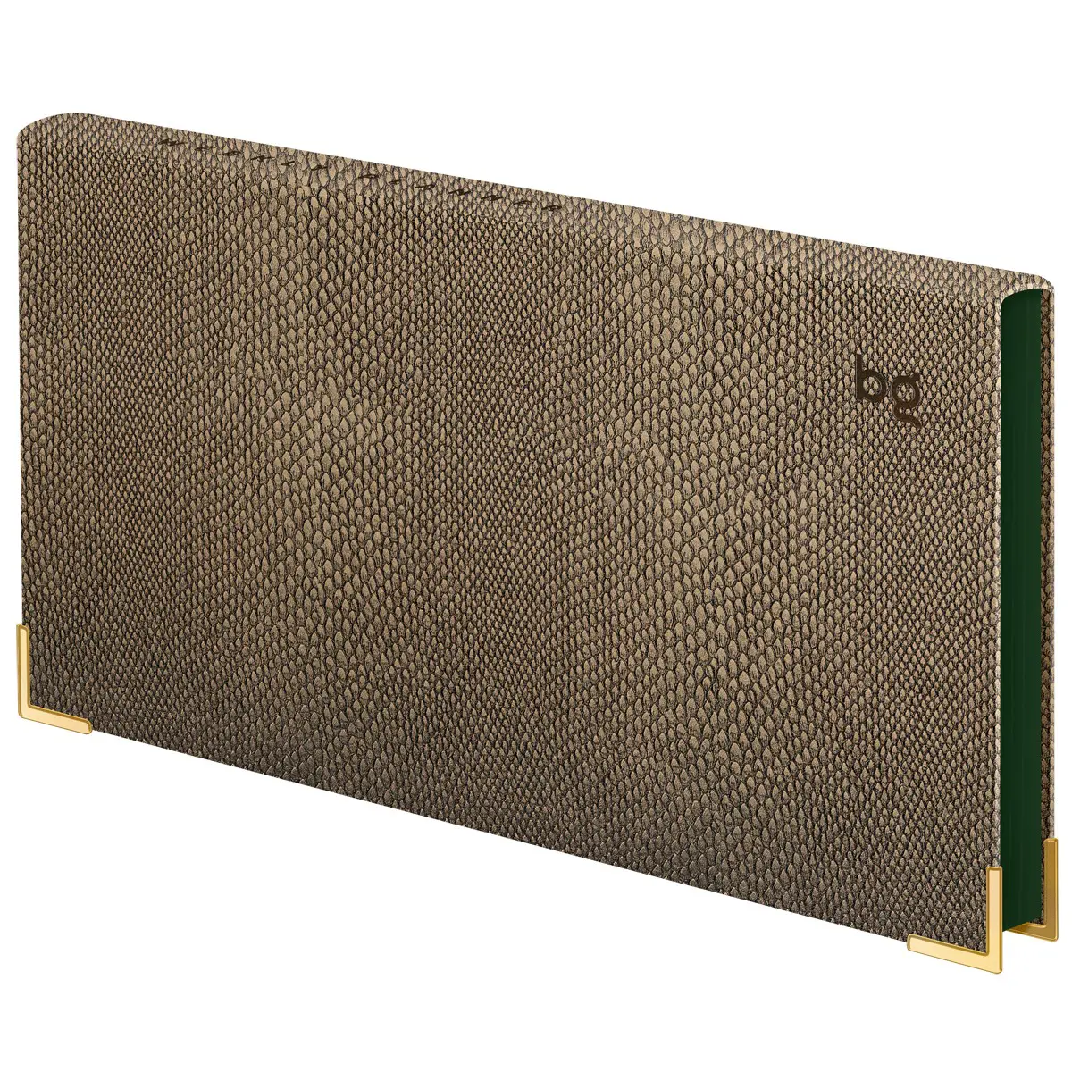 Diary undated, 64 pages, hardcover, leather cover, "Python.Dark khaki", colored border