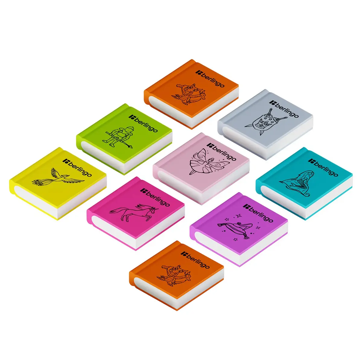 Eraser  28 x 25 x 7 mm, book, assorted colors