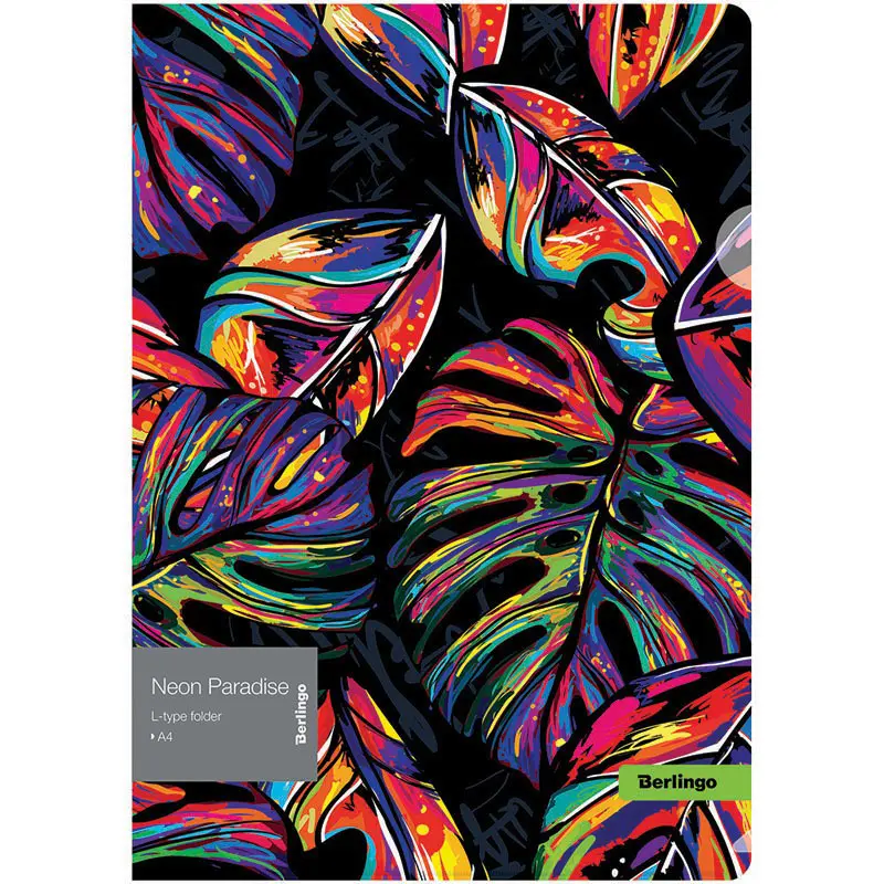 Corner file, A4 format, 200 microns, with neon leaves