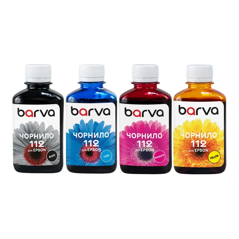 Թանաք  BARVA, EPSON - ի համար, L6550/L15150 (112) B/C/M/Y (4х180 ml) (E112-180-MP) հավաքածու