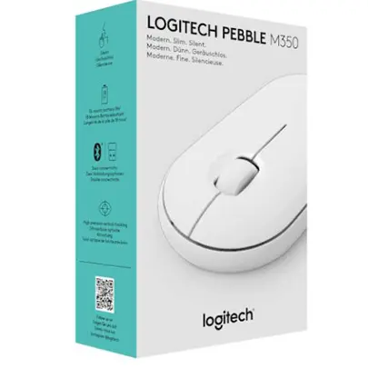 ogitech Mouse M350 Slim WL Pebble, wireless, connection USB, White (L910-005541)
