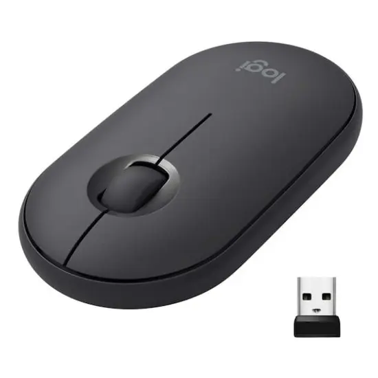 Մկնիկ անլար, Logitech Mouse M350 Slim WL Pebble, միացումը USB, գրաֆիտային գույնի (Graphite) (L910-005576)