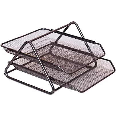 Paper tray, 2 sections, metallic, black.