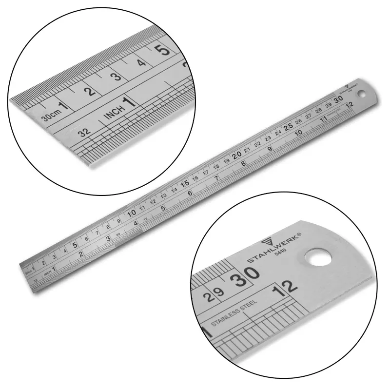 Ruler stainless, 30cm / 12 inches