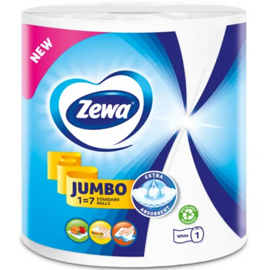 Խոհանոցային սրբիչ Zewa Jumbo 2 շերտ, գլանակ, որը հավասար է 7 սովորական սրբիչի գլանակի, 325 թերթ, մեկ թերթի չափը 22․5*23․6 սմ