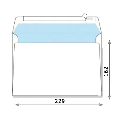 Envelope, white, 176 x 254 mm, peal & seal (A4 paper folded 2 times).