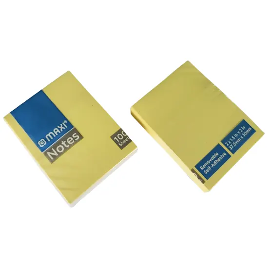 Sticky Notes, 37mm x 51mm, 100 pages, yellow.